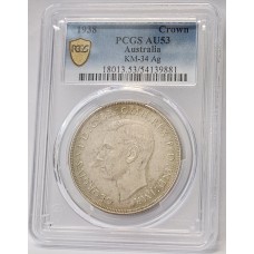 AUSTRALIA 1938 . CROWN . PCGS AU53